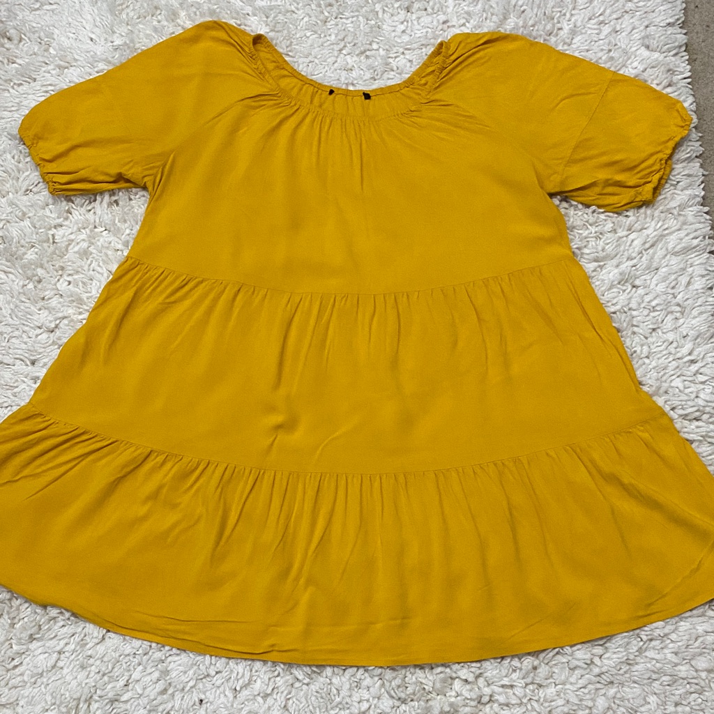 Size Xl Womens Charming Mustard Yellow Dress . Light Weight And Comfortable